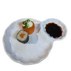 Conjunto  (4)Prato Japonês em Porcelana, Design Minimalista e Elegante, Tradição Oriental, Ideal para Servir Sushi, Sash