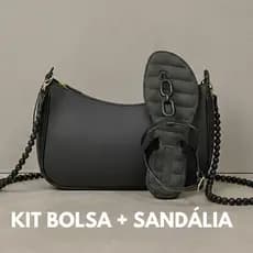 Kit Bolsa Baguete + Sandália Corrente Feminina Injetada Em Pvc Barato Várias Cores