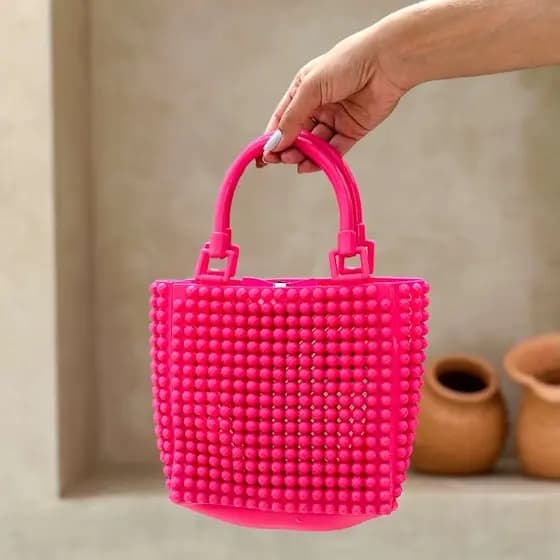 Bolsa De Mão Transversal Feminina Injetada Pvc Pérola Várias Cores Com Alça Removível