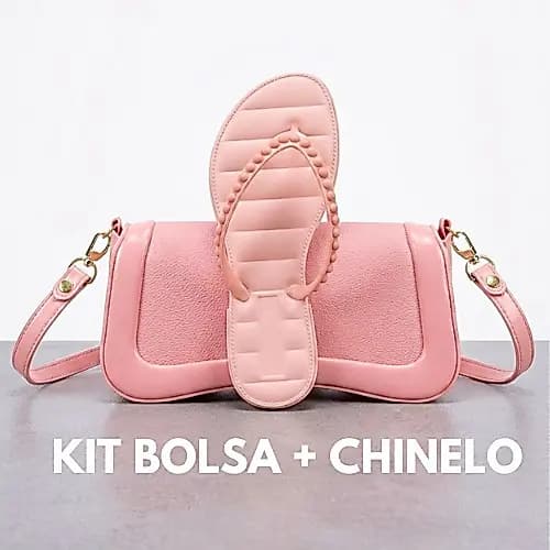 Kit Bolsa Feminina + Chinelo Pérola Feminino Injetada Promoção Barato