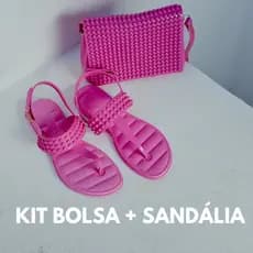 Kit Bolsa + Sandália Pérola Feminina Injetada Em Pvc Barato Várias Cores