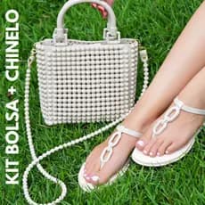 Kit Praia Bolsa Mão + Sandália Corrente Feminina Injetada Em Pvc Barato Promoção