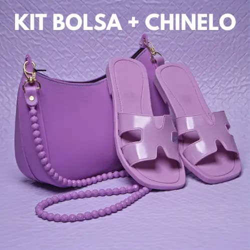 Kit Bolsa Baguete + Chinelo Rasteira Flat Feminino Barato Promoção Lançamento