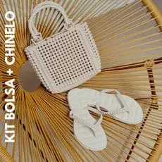 Kit Praia Bolsa Mão + Chinelo Pérola Feminina Injetada Em Pvc Barato Várias Cores