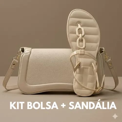 Kit Bolsa Ombro + Sandália Corrente Feminina Injetada Em Pvc Barato Promoção