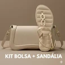 Kit Bolsa Ombro + Sandália Corrente Feminina Injetada Em Pvc Barato Promoção