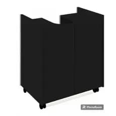 Banheiro Plus Gabinete Para Banheiro Pia De Coluna Com Porta E Rodinhas Cor Preto Clique Moveis