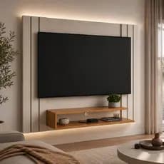 Painel para TV 50 Polegadas Sala Ripado com Nichos – Design Moderno e Estrutura em MDP
