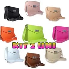 Bolsa Feminina Pequena Alça Transversal e Ombro com Regulagem - Kit 2 unidades Colors Grafite