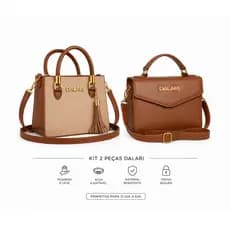 Kit 2 Bolsas Femininas Elegantes Pequenas Casual Chic Promoção Mes das Mães 1 Bolsa Tote + 1 Minibag