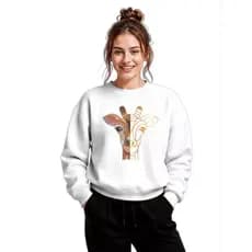 Moletom Feminino Flanelado Careca Blusa de Frio Outono Inverno Meia Estação Estampa Maori Girafa