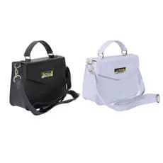Kit 2 Bolsas Femininas Tote Pequena Mão Transversal e Ombro - 1 BOLSA PRETA + 1 BOLSA BRANCA