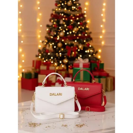 Kit 2 Bolsas Femininas Tote Pequena Mão Transversal e Ombro ESPECIAL DE NATAL - 1 branca + 1 vermelha
