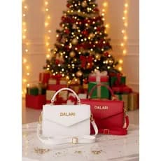 Kit 2 Bolsas Femininas Tote Pequena Mão Transversal e Ombro ESPECIAL DE NATAL - 1 branca + 1 vermelha