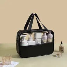 ASALOOG Luxo Couro Travesseiro Maquiagem Bolsa Dupla Camada PU Mulheres Impermeável C-11891