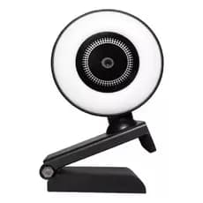 Webcam 1080p Anel Luz Led Microfone Ring Light Usb Gira 360º