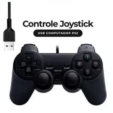 Controle modelo Ps2 Com Entrada Usb Para Pc, Notebook E Game Retro Cor Preto