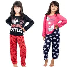 Kit 2 Pijamas Longos Infantil Meninas Inverno Estampado