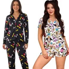 Pijama Feminino Americano Aberto Estampado