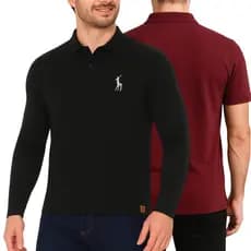 Kit camisas gola Polo slim manga longa + camisa polo basica algodão piquet ou 100% algodão