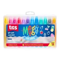 Giz Retrátil Gel com Cheirinho 12 Cores Vibrantes Tris Mega Color Super Macio