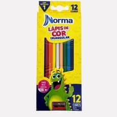 Lápis de COR Triangular Ponta Grossa Reforçada Norma 12 Cores C/APONTADOR - Waleu