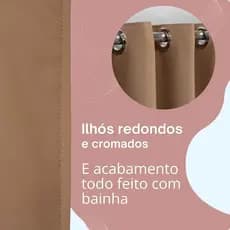 Cortina Tecido Blecaute 2,80x1,80 Corta Luz C/ Ilhós Cromado
