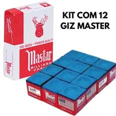 Kit Com 12 Giz de Sinuca Profissional Premium Master Azul - Castela