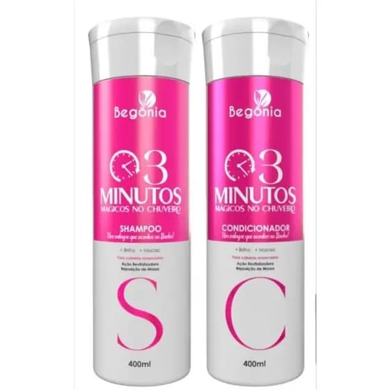 Shampoo e Condicionador 3 Minutos Mágico Begônia 400ml - 2 Itens