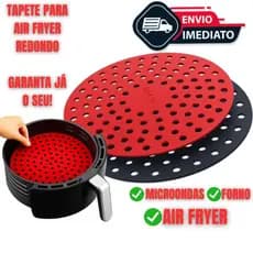 Forro Protetor Tapete Air Fryer Redondo Silicone Antiaderente Reutilizável BPA Free Lavável