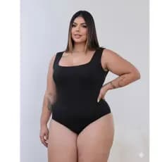 Body Plus Size Alça Decote Quadrado Com Forro Suplex Premium Básico Liso Confortável Tendência Moda Blogueira