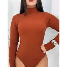Body Gola Alta Feminino Ribana Manga Longa Moda Coladinho Blogueira- Festa Cacharrel Outono Inverno.