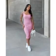 Vestido Colado Regata Ribana Estilo Gringa Justo