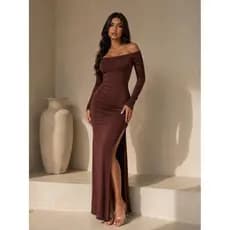 Vestido feminino Longo Ombro a Ombro Festa Suplex