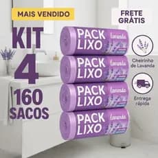 Kit 4 Rolo Saco Lixo Perfumados Lavanda  34x38cm- Pia Banheiro Neutraliza Odores 160 Sacos