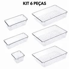 conjunto 8 organizador multiuso de gavetas armário galadeira banheiro cozinha talheres maquiagens cosméticos gloss