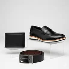 Kit 1 Sapato Mocassim Casual Masculino Cinto Carteira Preto Marrom Sapatenis Confortável Casamento