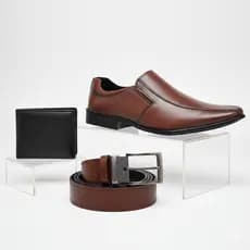 Kit Sapato Social Masculino Cinto Carteira Preto Marrom Mocassim Sapatenis Confortavel Trabalho Pais