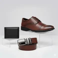 Kit Sapato Social Masculino Preto Marrom Oxford Cinto Carteira Couro Confortavel Trabalho Casual Pai