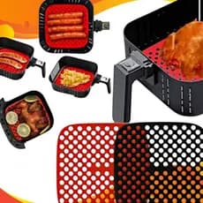 Tapete Forro silicone Para Airfryer Fritadeira 21cm Antiaderente Quadrado