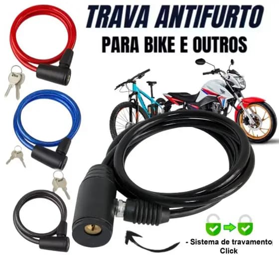 Trava De Segurança Cadeado Bicicleta Moto Capacete Antifurto Reforçado universal Chave Reserva