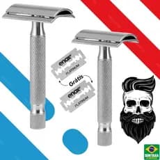 Aparelho De Barbear Retro Clássico Reutilizável Metal Com Lâmina