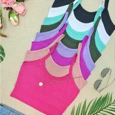KIT 3 TOP/Cropped  Alcinha Canelado- Várias Cores