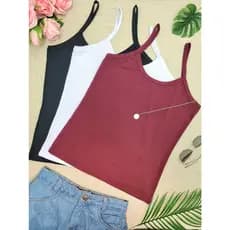 KIT3 Regata de Alcinha Blusinha Básica Lisa CANELADO PLUS SIZE G1