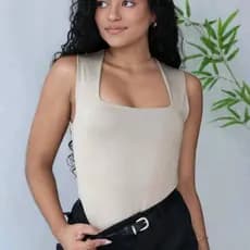 Body Feminino Decote Quadrado Regata Com Bojo em Suplex Tamanho Único
