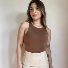 Body Feminino Sara Tamanho Único com Bojo em Suplex Moda Gringa Versátil