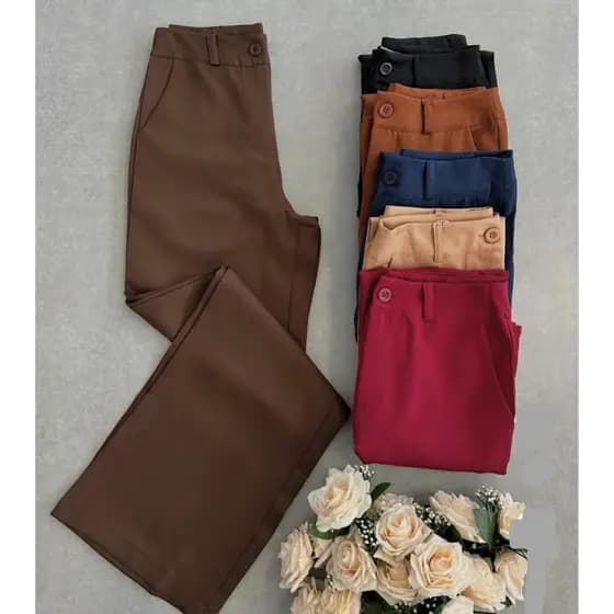 Calça Pantalona Alfaiataria Premium Com Bolso Versátil promoção