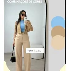 Calça Alfaiataria feminina Pantalona Com Bolso Lateral
