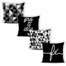 Kit 04 Capas de Almofada Decorativas Modernas Luxo - 014