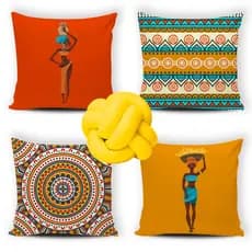 Kit 04 Capas de Almofada Decorativas Modernas Mais Almofada de Nozinho Escandinavo Luxo - 052
